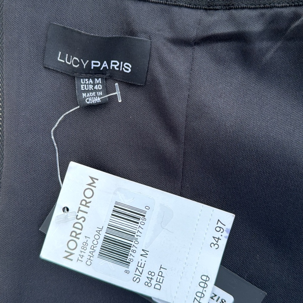 NWT Lucy Paris ‘Jamie’ Gunmetal Sequin Strapless Crop Top Size Medium - Picture 4 of 8